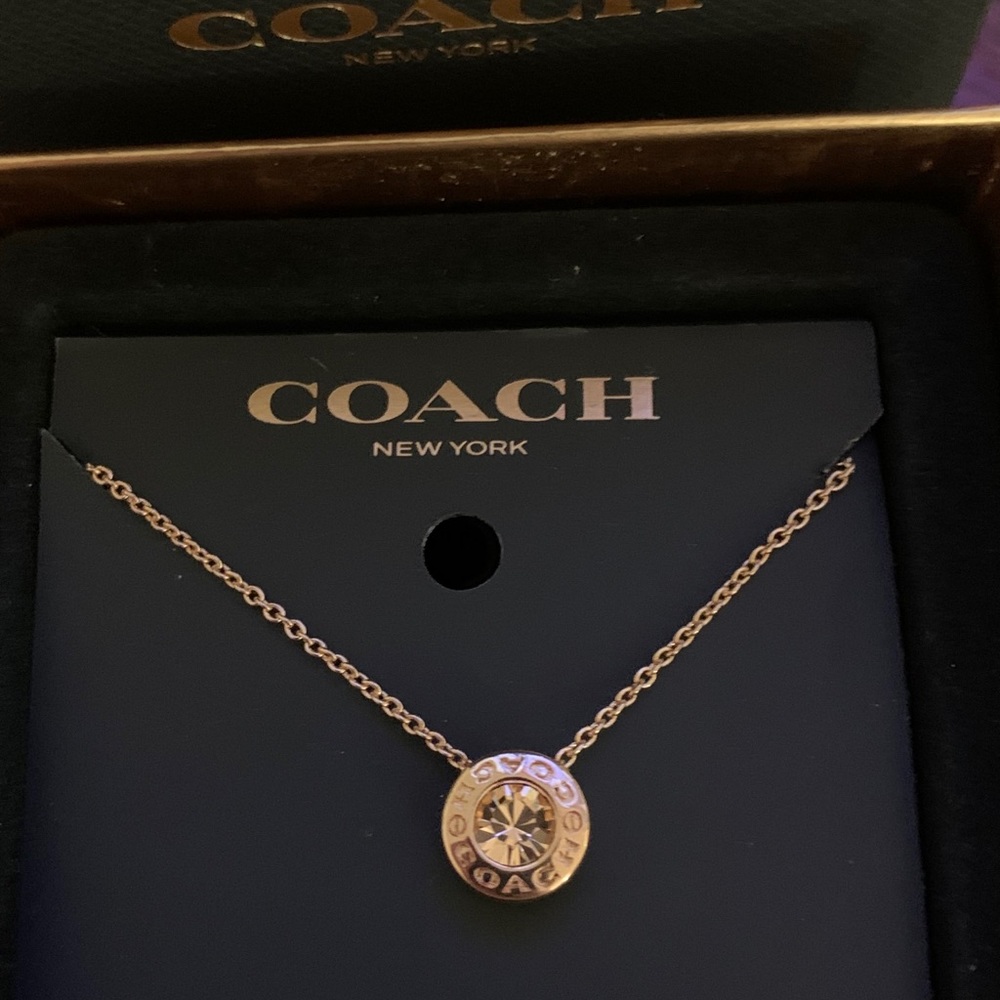 Coach - Rose Gold Open Circle Stone Necklace